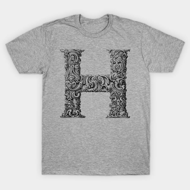 Vintage Initial Letter Lettering Alphabet H T-Shirt by AltrusianGrace
